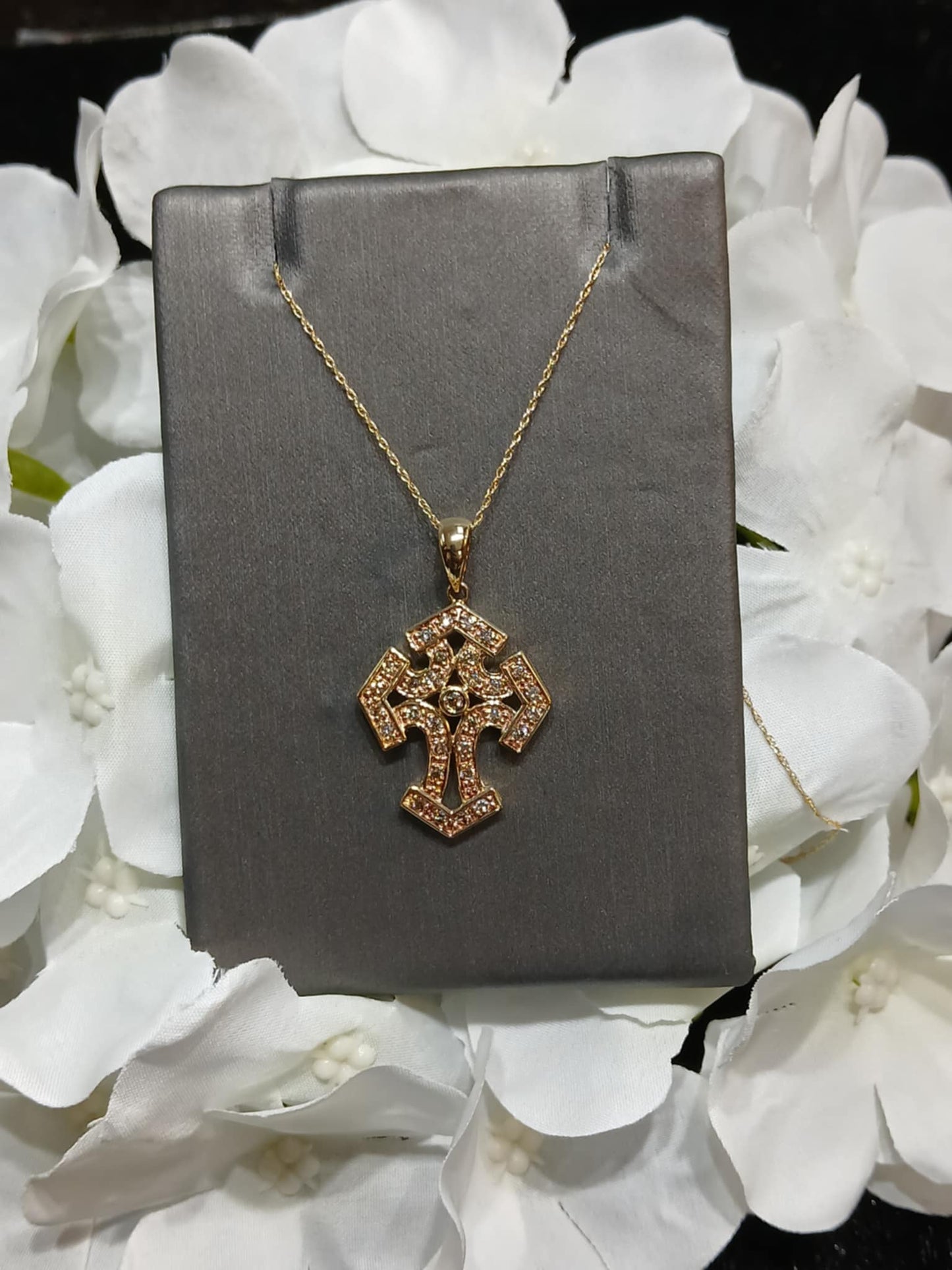 10k Diamond Cross Pendent