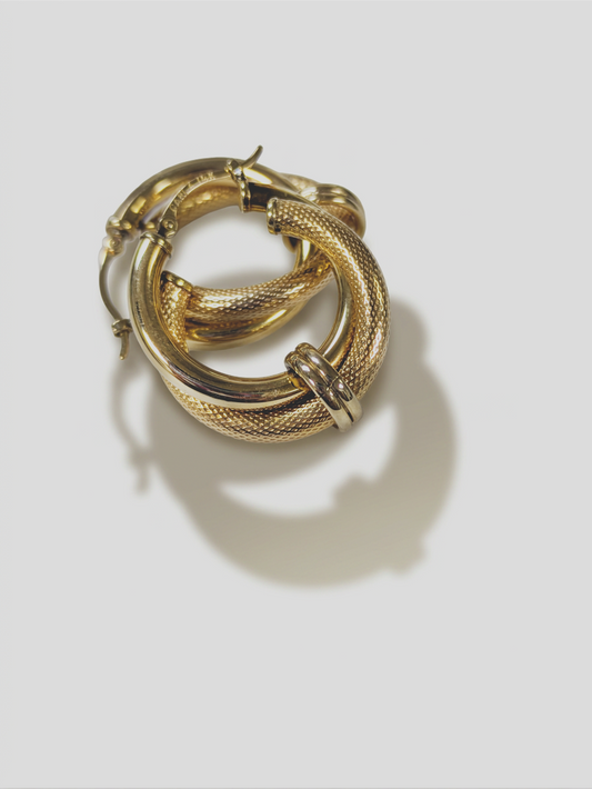10k Yellow Gold Double Hoops