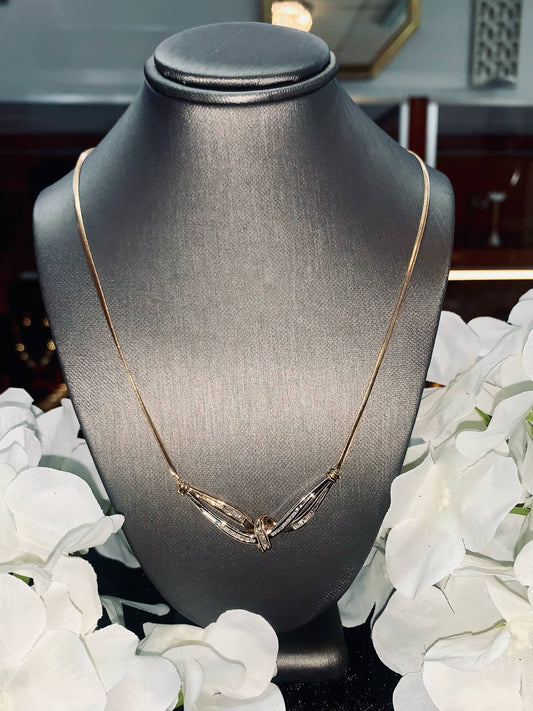 Yellow Gold Bagutte Cut Diamond Necklace