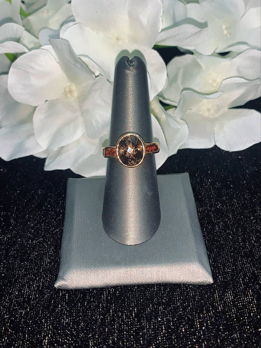 Oval Cut Smokey Quartz & Citrine Fashion Ring