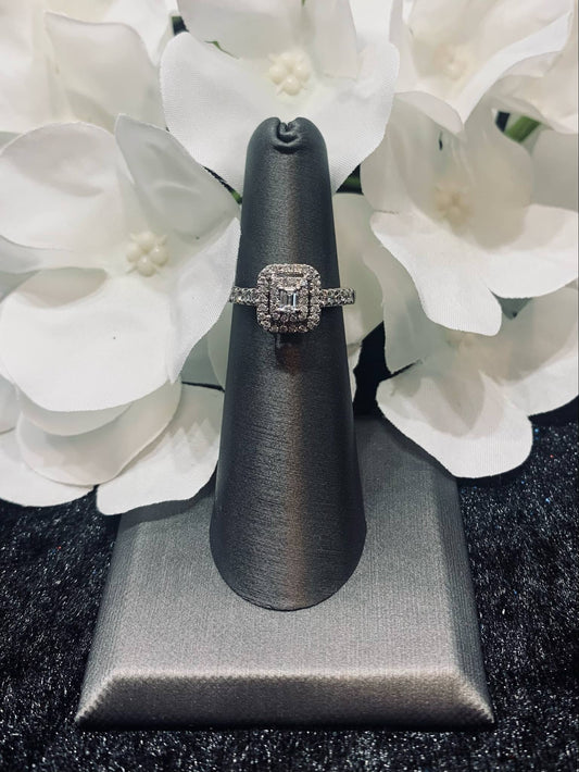 Emerald Cut Halo Engagement Ring
