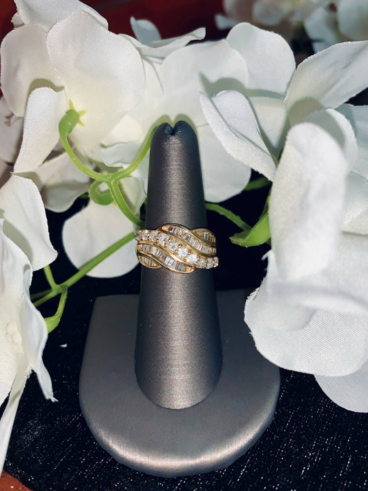 1 ct. Round and Baguette Diamond Dinner Ring