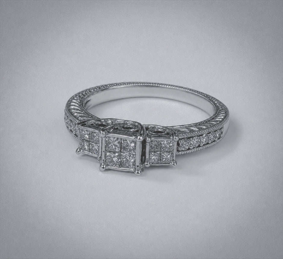 Trio Princess Cut Engagement Ring